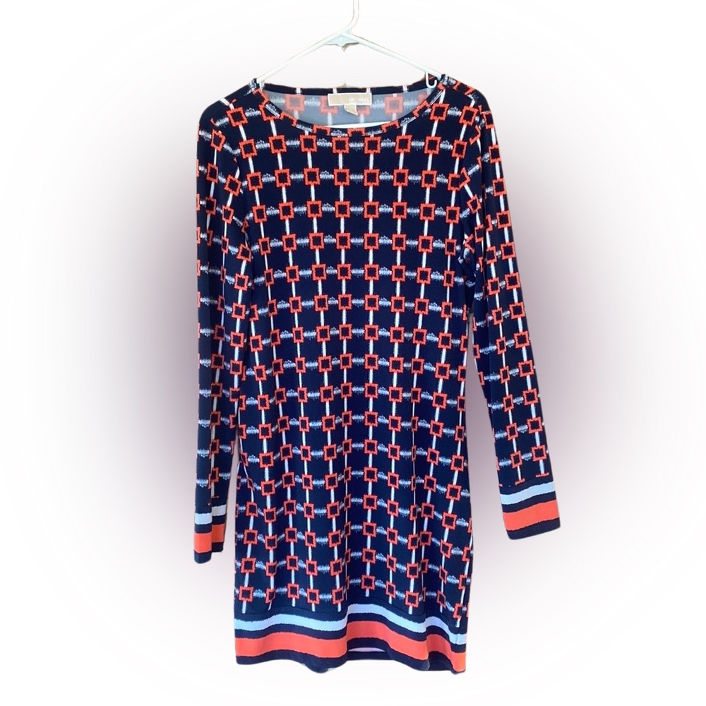 Michael kors long sleeve box print dress